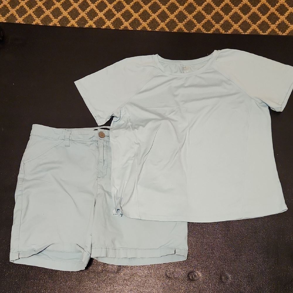 Athletic Works Top 12/14/Lg & Lee Regular Fit Midrise Shorts 16/ Med BluishGreen